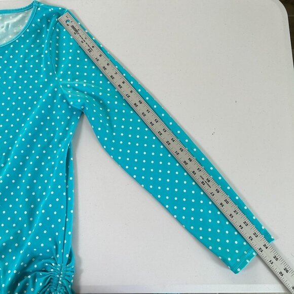 Talbots Miraclesuit Size M Blue Polka Dot Swim Ruching Rash Guard UPF 50 - Picture 9 of 13
